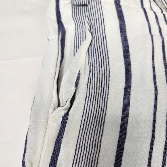 Loft Women's Size 8P Linen Blend Striped Pants Belted Cropped - Picture 3 of 7